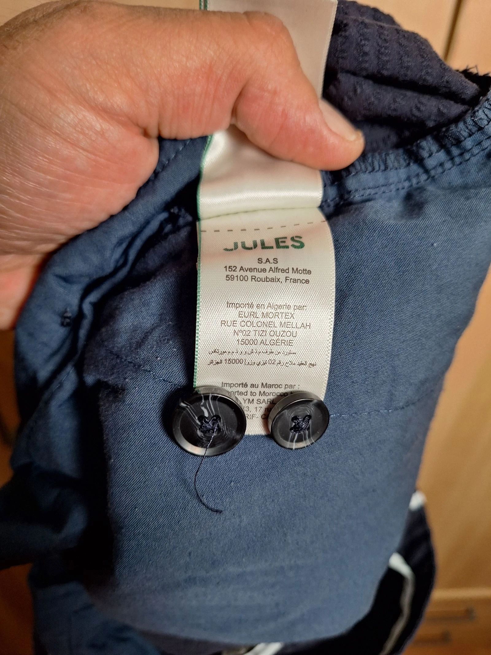 Calça reta Jules azul marinho 46 algodão texturizado – photo 6